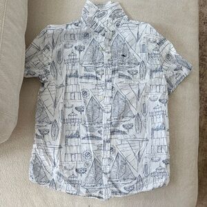 Vineyard Vines White and Blue Sailboat Print Shirt